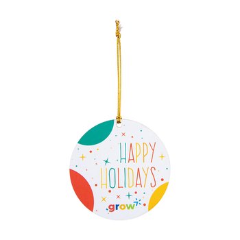 USA Made Wood Holiday Christmas Ornament - Circle - Personalization Available from Positive Promotions