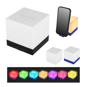 Light-Up Color-Changing Squishy Silicone Table Lamp with Phone Stand - Personalization Available from Positive Promotions
