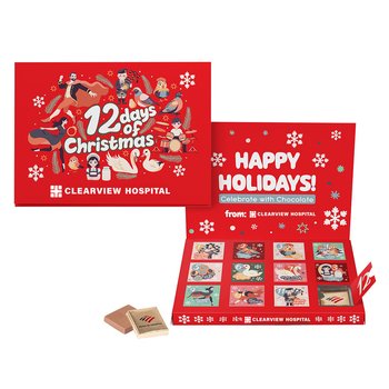 12 Days Of Christmas Chocolate Advent Calendar Card - Full-Color Personalization Available from Positive Promotions