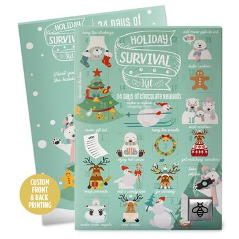 Holiday Survival Kit 24 Days Of Chocolate Advent Calendar Card 7.5