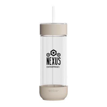 Ember Double-Wall Insulated Glass Cold Tumbler 16 oz. With Silicone Spill-Resistant Grip - One-Color Personalization Available from Positive Promotions