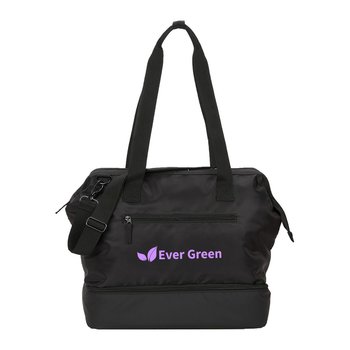 Cliff Recycled Travel Weekender Duffel Bag With Drop-Bottom Compartment - One-Color Personalization Available from Positive Promotions