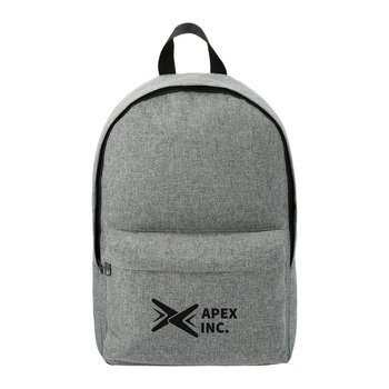 Basic Backpack With Front Zip Pocket - One-Color Personalization Available from Positive Promotions