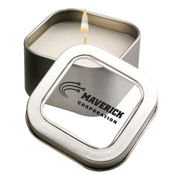 4-oz. Wax Aromatherapy Candle In Metal Tin - One-Color Personalization Available from Positive Promotions