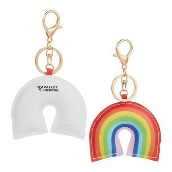 Rainbow Shaped Faux Leather Keychain With Lobster Clip - One-Color Personalization Available from Positive Promotions