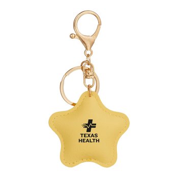 Star Shaped Faux Leather Keychain With Lobster Clip - One-Color Personalization Available from Positive Promotions