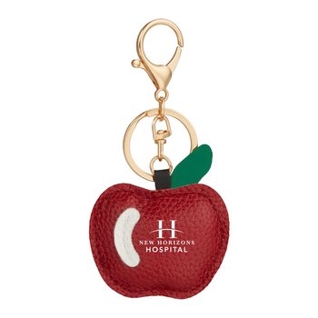 Apple Shaped Faux Leather Keychain With Lobster Clip - One-Color Personalization Available from Positive Promotions