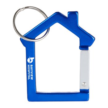 House Shaped Recycled Aluminum Carabiner Keychain - One-Color Personalization Available from Positive Promotions