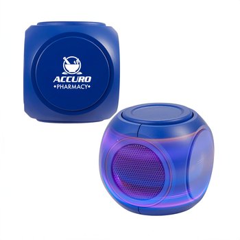 2-in-1 Light-Up Wireless Bluetooth Speaker & Spinner - USB-C - Personalization Available from Positive Promotions