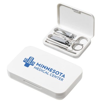 5-Piece Travel Manicure & Nail Care Kit With Magnetic Case - One-Color Personalization Available from Positive Promotions