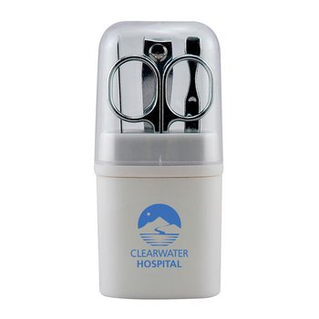 4-Piece Travel Manicure Kit In Round Case - One-Color Personalization Available from Positive Promotions