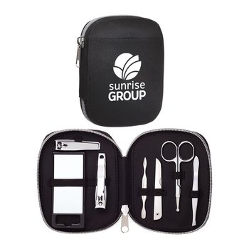 7-Piece Travel Personal Care Kit In Vanity Case With Manicure & Grooming Tools - One-Color Personalization Available from Positive Promotions