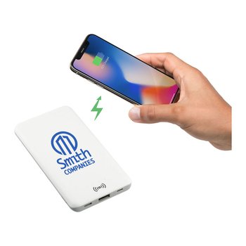 Qi Charging MagSafe Wireless Power Bank With 5W Charging & USB Output 4,000 mAh - One-Color Personalization Available from Positive Promotions