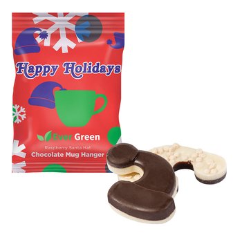 Holiday Shapes Hot Chocolate Mug Hanger Raspberry Santa Hat - Full-Color Personalization Available from Positive Promotions