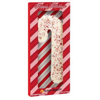 Holiday Peppermint Bark Candy Cane 4 oz. - Full-Color Personalization Available from Positive Promotions