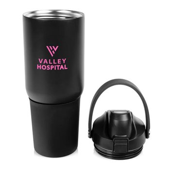 Detachable Silicone Base Stainless-Steel Tumbler 30 oz. With Straw & Top Handle - One-Color Personalization Available from Positive Promotions