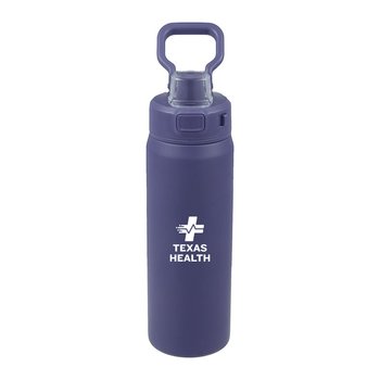 Carry Loop Recycled Stainless-Steel Tumbler 30 oz. With Button-Locked Flip-Top Spill-Resistant Lid - One-Color Personalization Available from Positive Promotions