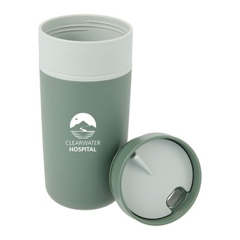 Swerve Recycled Stainless-Steel Double-Wall Tumbler 16 oz. With Swivel Lid - One-Color Personalization Available from Positive Promotions