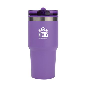 Flow Stainless-Steel Outer Plastic Lined Tumbler 20 oz. With Flip Straw - One-Color Personalization Available from Positive Promotions