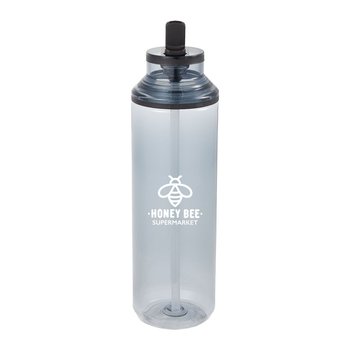 Translucent Recycled rPET Sports Water Bottle 30 oz. With Flip Straw Lid - One-Color Personalization Available from Positive Promotions