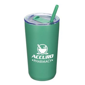 Clean Taste Ceramic-Lined Stainless-Steel Vacuum Insulated Tumbler 16 oz. With Straw - One-Color Personalization Available from Positive Promotions