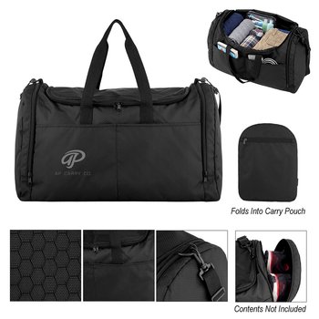 Recycled Ripstop Honeycomb Packable Duffel Bag with Shoe Compartment - Personalization Available from Positive Promotions