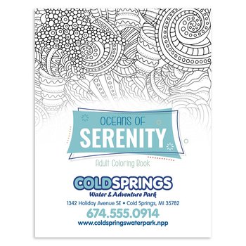 Oceans Of Serenity Adult Coloring Book For Relaxation & Stress Relief - Full-Color Personalization Available from Positive Promotions