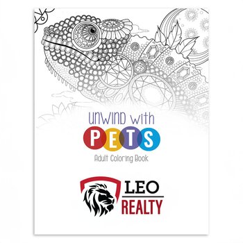 Unwind With Pets Adult Coloring Book For Relaxation & Stress Relief - Full-Color Personalization Available from Positive Promotions