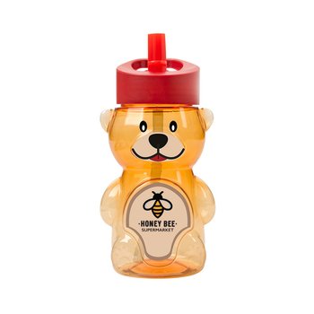 Bear-Shaped Recycled RPET Water Bottle with Flip-Up Straw Lid - 20 oz. - Personalization Available from Positive Promotions