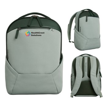 Vortex Water-Resistant Recycled RPET Travel Backpack with Laptop Sleeve, Lockable Zippers, & Luggage from Positive Promotions