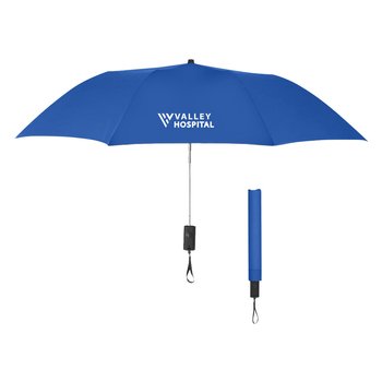 44" Arc Auto-Open Telescopic Folding Umbrella - Personalization Available from Positive Promotions