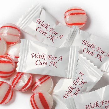 Red & White Striped Peppermints In Personalized Wrappers from Positive Promotions