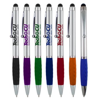 Jada Stylus Twist Pen Silver Barrel & Color Grip - Personalization Available from Positive Promotions