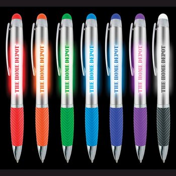 Colorific Logo Light-Up Stylus Twist Pen-Silver - Personalization Available from Positive Promotions