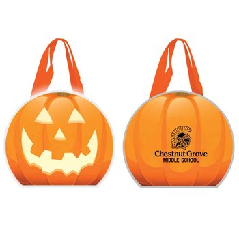 Reflective Halloween Pumpkin Non-Woven Tote Bag - One-Color Personalization Available from Positive Promotions