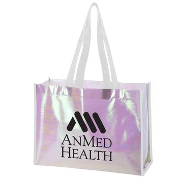 Pearl Laminated Non-Woven Tote Bag - One-Color Personalization Available from Positive Promotions