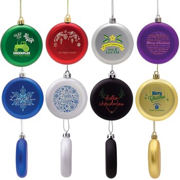 Shatter-Resistant Flat Ornament - One-Color Personalization Available from Positive Promotions
