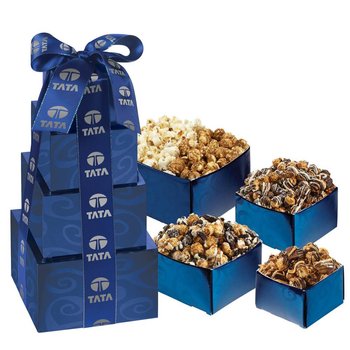 Popcorn Sampler Tower In Gift Boxes With Ribbon - Personalization Available from Positive Promotions