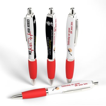 Satin Grip Squared Retractable Pen - Full-Color Personalization Available from Positive Promotions