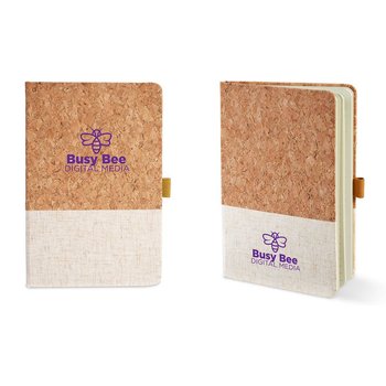 Hard Cover Cork & Heathered Fabric Journal from Positive Promotions