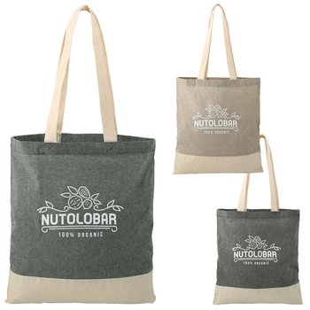 Colorblocked Recycled 5-Oz. Cotton Twill Convention Tote - Personalization Available from Positive Promotions