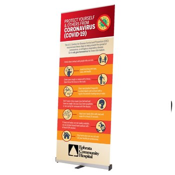 Protect Yourself & Others From Coronavirus (COVID-19) Retractable Banner With Stand And Travel Case - Personalization Available from Positive Promotions