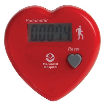 Heart-Shaped Pedometer - Personalization Available from Positive Promotions