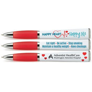 3-Sided Heart Health Awareness Pen - Full-Color Personalization Available from Positive Promotions