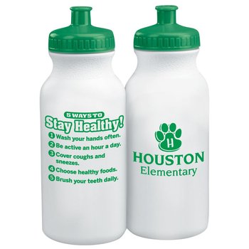 5 Ways To Stay Healthy! Sporty Squeeze Bottle 20-Oz. - Personalization Available from Positive Promotions