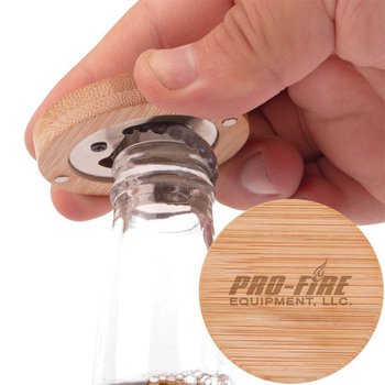 Bamboo Magnetic Bottle Opener - Laser-Engraved Personalization Available from Positive Promotions