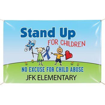 Stand Up For Children: No Excuse For Child Abuse 5' x 3' Vinyl Banner - Personalization Available from Positive Promotions