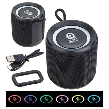 Waterproof Light-Up Wireless Speaker with Carabiner - Personalization Available from Positive Promotions