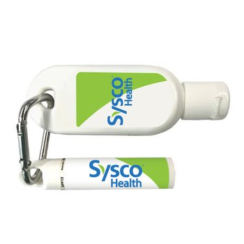 SPF-30 1-Oz. Sunscreen & SPF-15 Lip Balm Carabiner Set - Full-Color Personalization Available from Positive Promotions