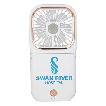 3-in-1 Mini Fan, Phone Stand, & 3,000-mAh Power Bank - Personalization Available from Positive Promotions